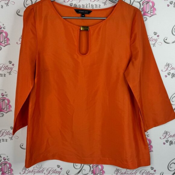 Yessica city top shirt Elegant Orange Blouse with Keyhole Detail - Picture 1 of 9
